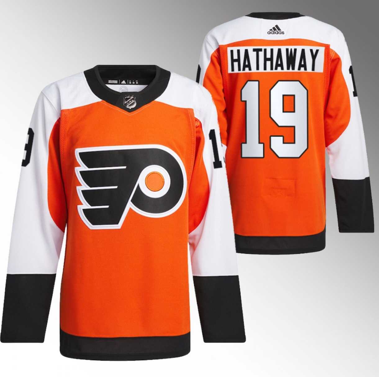 Men%27s Philadelphia Flyers #19 Garnet Hathaway 2023-24 Orange Stitched Jersey Dzhi